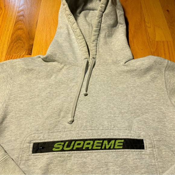 SOLD - Supreme Grey Lime Green Zipper Hoodie - Picture 2 of 8